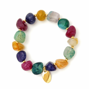 PULSERA DORADA CON AGATAS NATURALES
