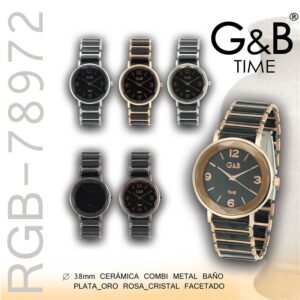 78972 RELOJ CERÁMICA Y METAL G&B TIME 38 MM PLATA / ORO ROSA